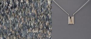 Winterwald, Steiermark, 34x23 cm + Anhänger, Silber, Dendriten-Achat